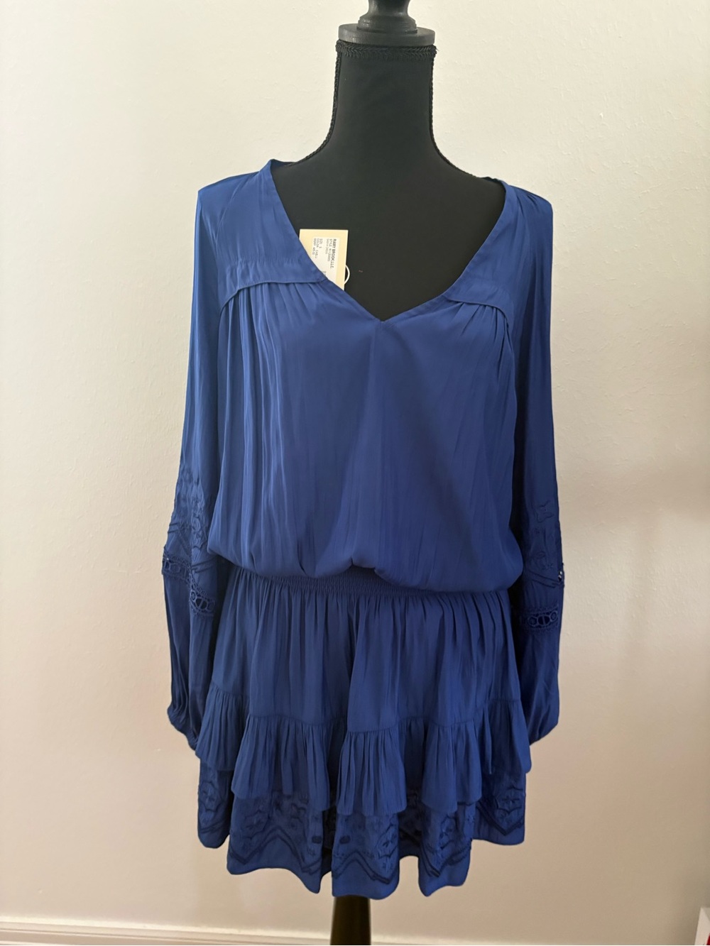 Ramy Brook Cobalt Blue V-Neck Long Sleeve Mini Dress